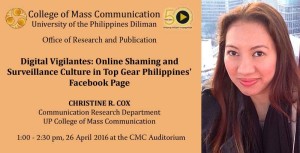 CMC Brownbag presents Prof. Christine Cox